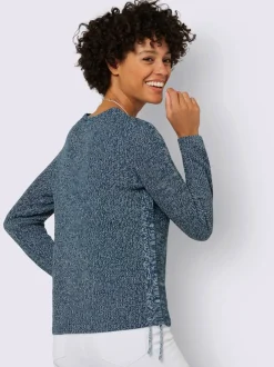 Pull encolure ronde avec motif tricoté et manches longues