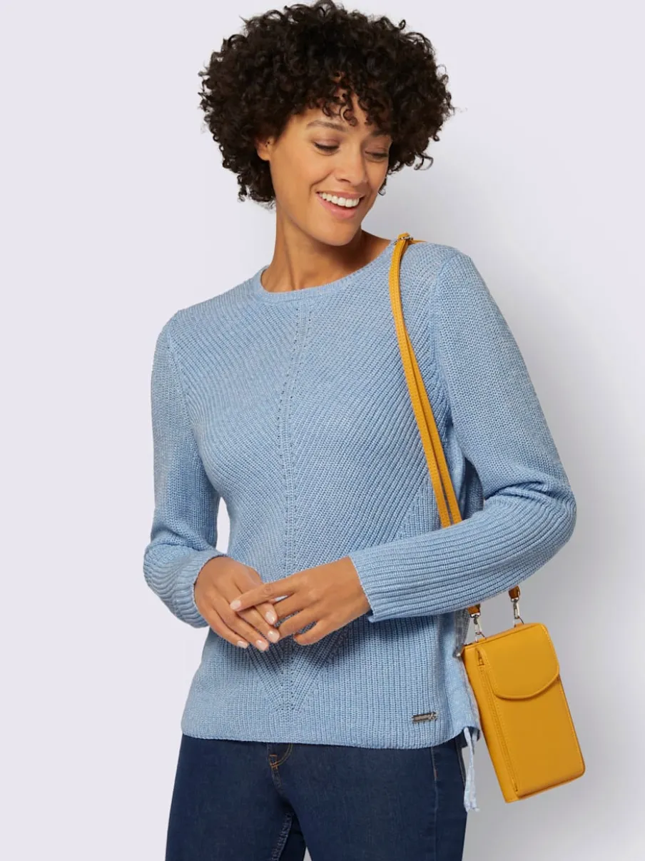 Pull encolure ronde avec motif tricoté et manches longues