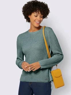 Pull encolure ronde avec motif tricoté et manches longues