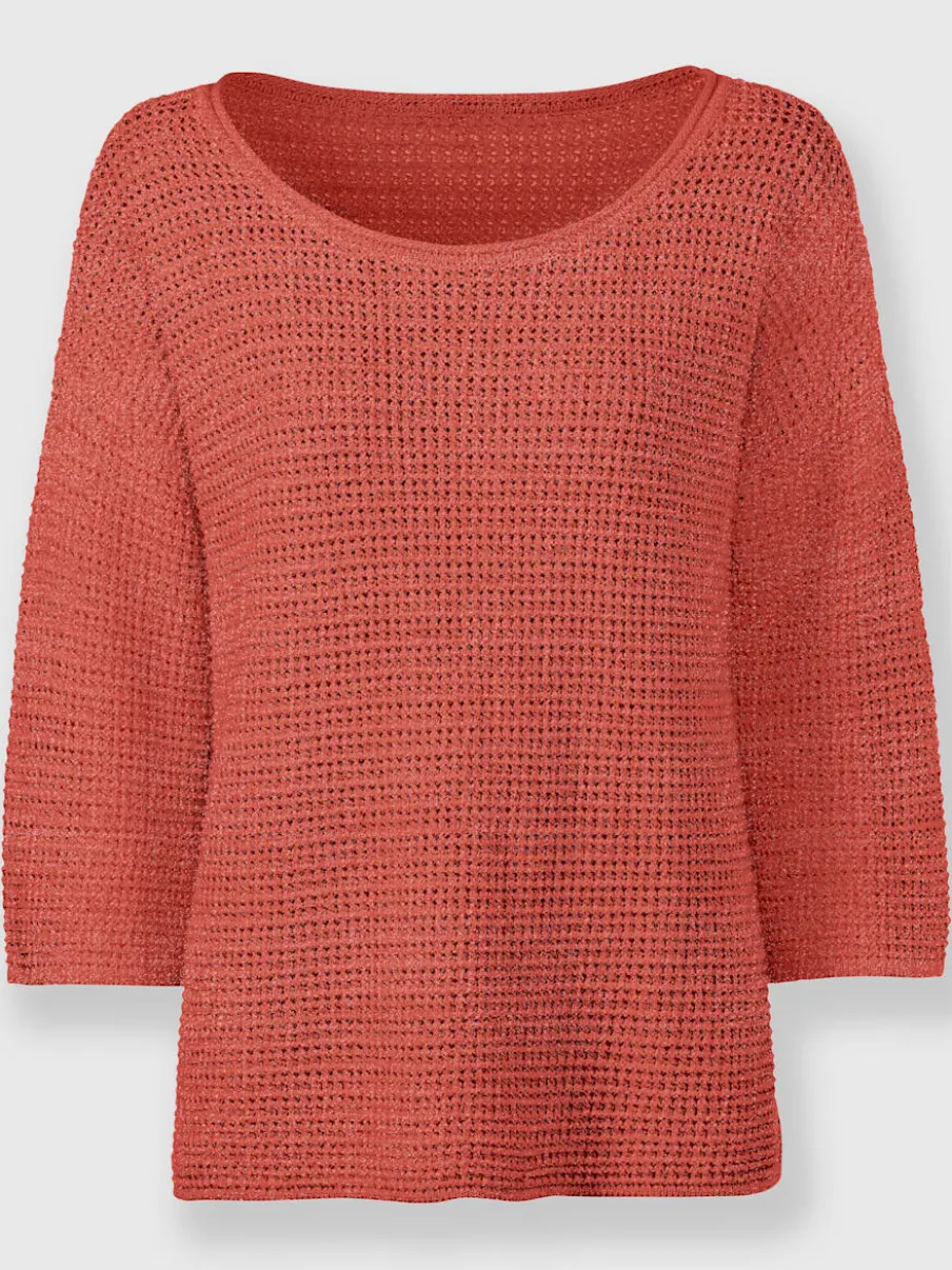 Pull encolure ronde en tricot léger structuré avec fentes