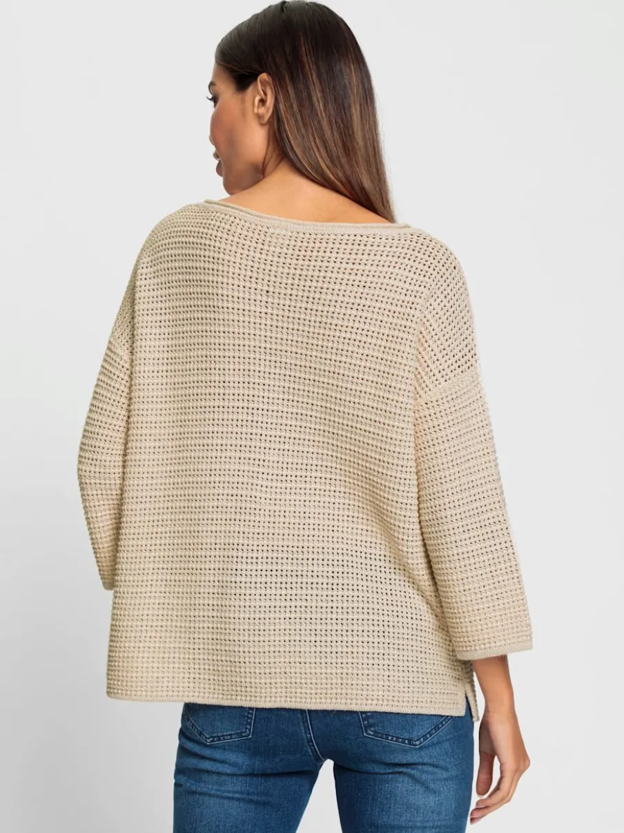 Pull encolure ronde en tricot léger structuré avec fentes