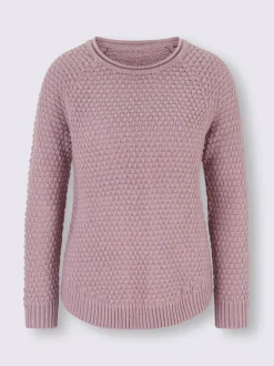 Pull encolure ronde en tricot moelleux avec bords-côtes