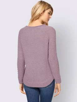 Pull encolure ronde en tricot moelleux avec bords-côtes