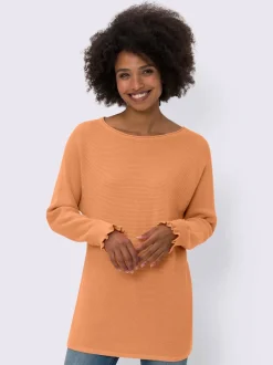 Pull encolure ronde à manches chauve-souris en coton