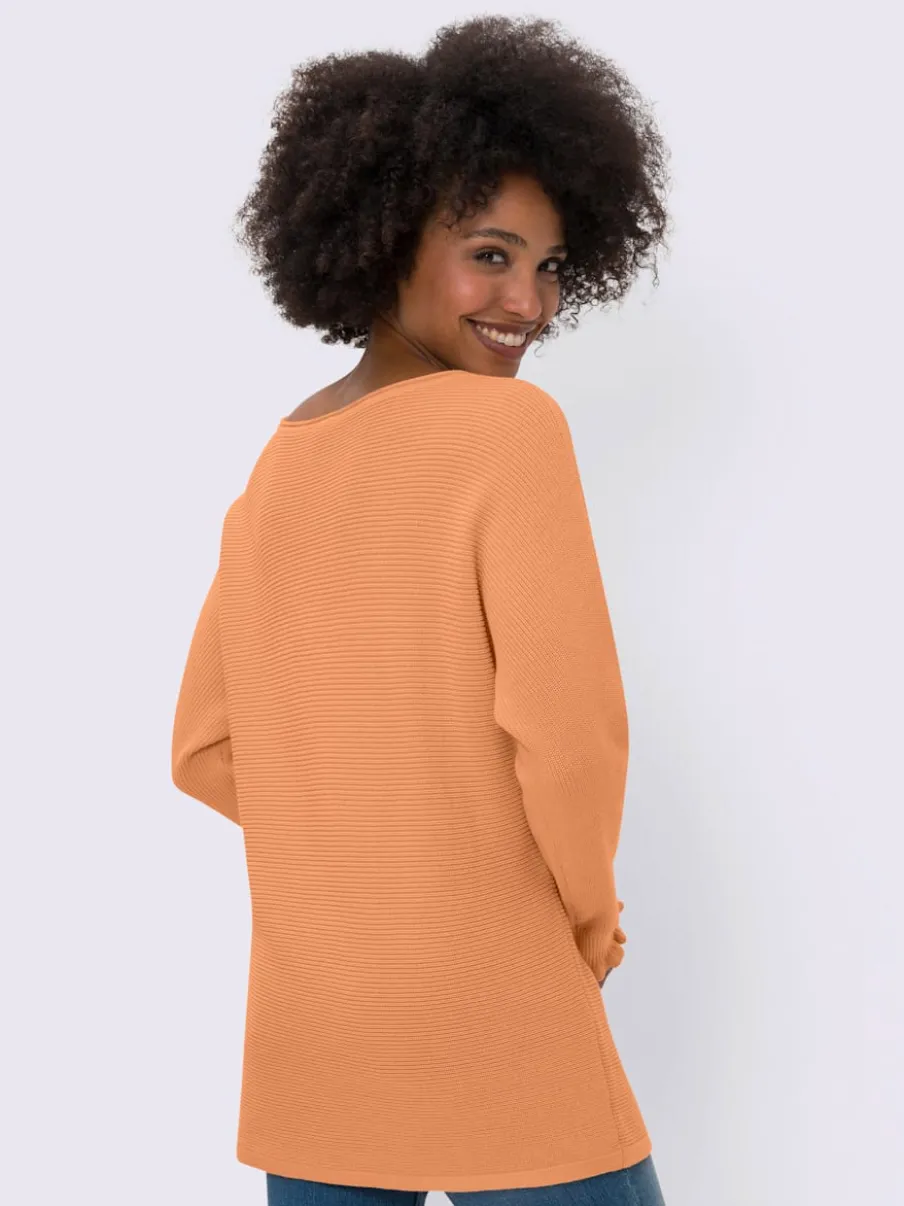 Pull encolure ronde à manches chauve-souris en coton