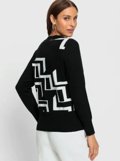 Pull encolure ronde à manches longues motif géométrique
