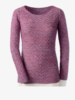 Pull encolure ronde multicolore à motif tricoté côtelé