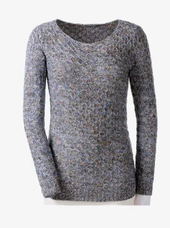 Pull encolure ronde multicolore à motif tricoté côtelé