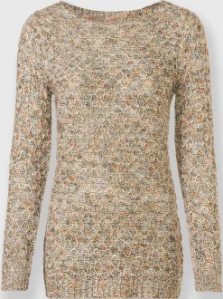 Pull encolure ronde multicolore à motif tricoté côtelé