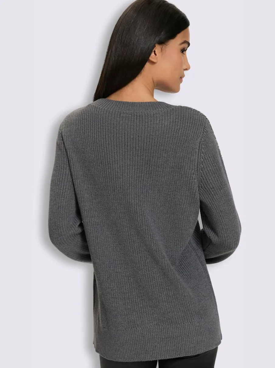 Pull encolure ronde superbes perles fantaisie