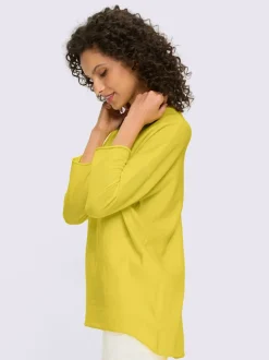 Pull en coton ample à encolure ronde et manches trois quarts