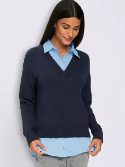 Pull en coton aspect 2 en 1