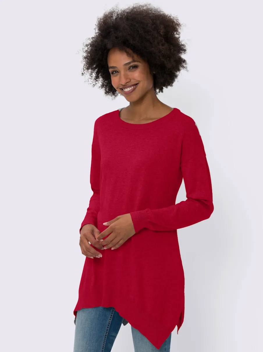 Pull en coton avec encolure ronde et fentes latérales