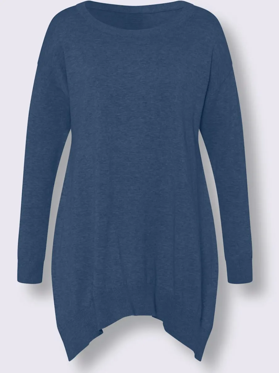 Pull en coton avec encolure ronde et fentes latérales