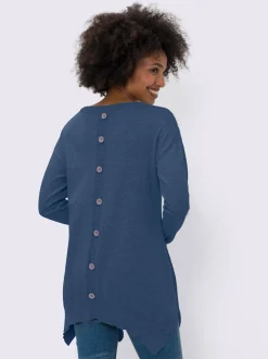 Pull en coton avec encolure ronde et fentes latérales