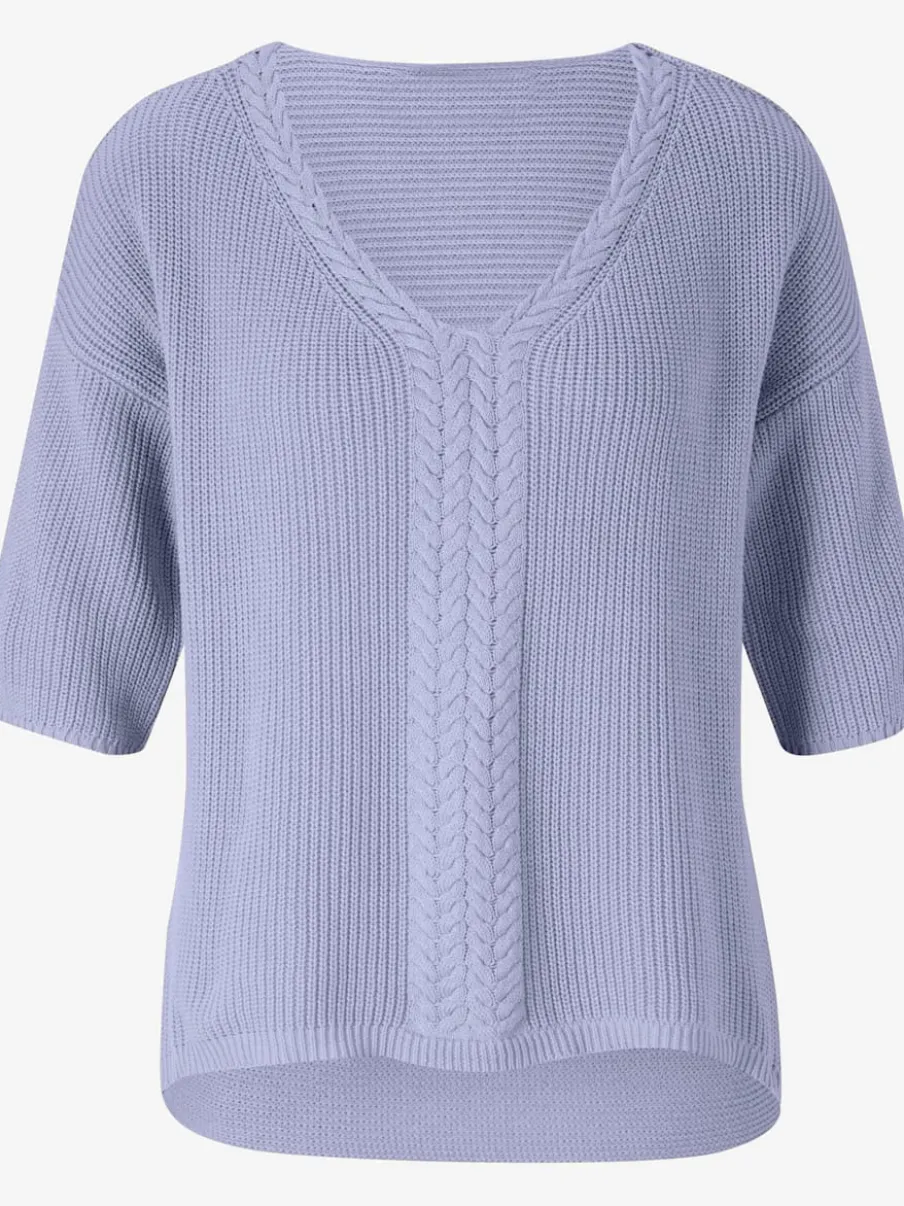 Pull en coton doux avec col V et manches courtes