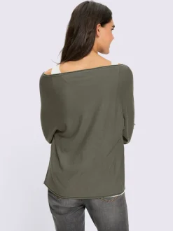 Pull 2 en 1 à encolure ronde et manches chauves-souris en viscose