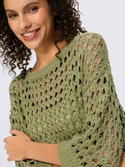 Pull 2 en 1 en tricot ajouré à encolure en U avec manches 3/4 et débardeur inclus