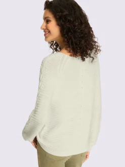 Pull en fil fantaisie léger avec encolure ronde manches longues