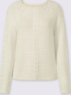 Pull en fil fantaisie léger avec encolure ronde manches longues