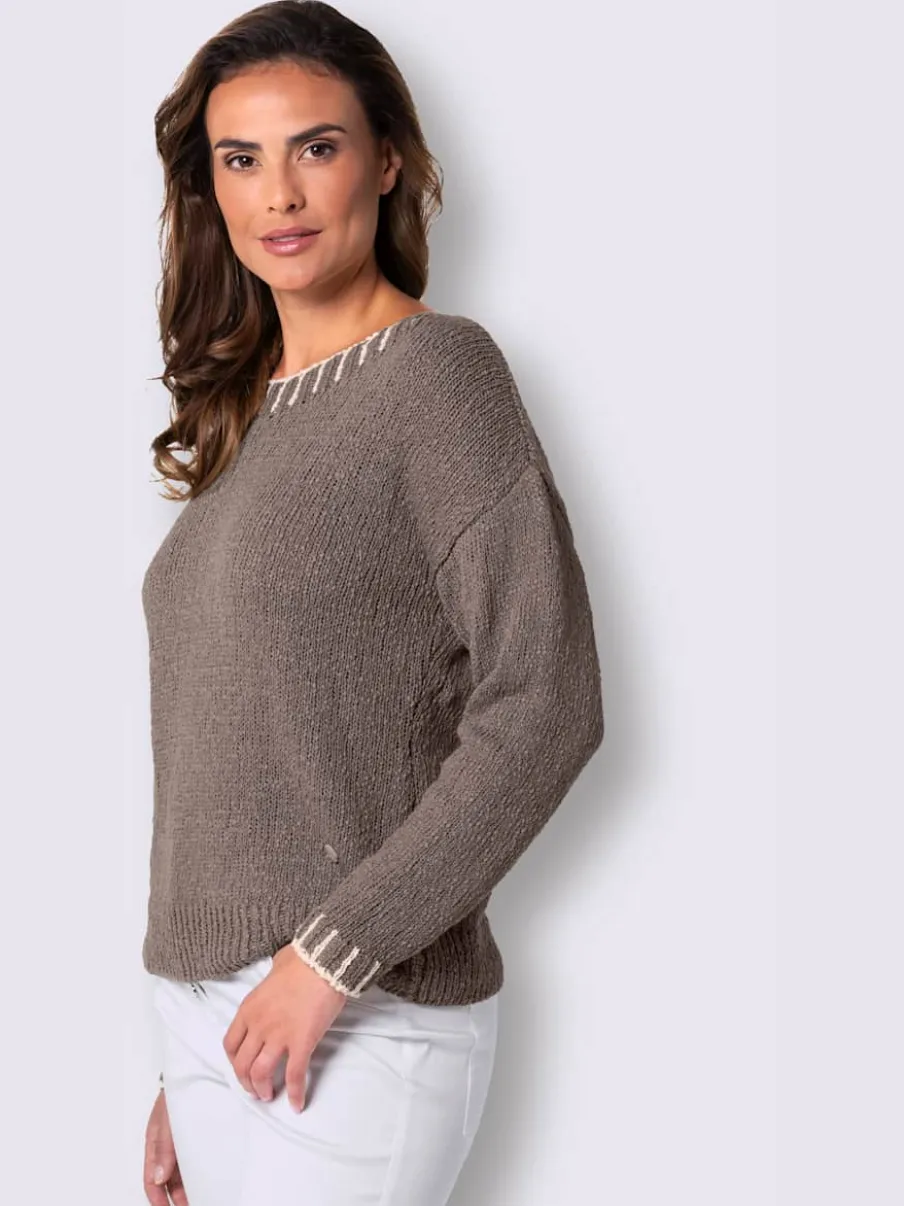 Pull en grosse maille associant lin et coton flammé