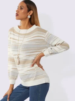 Pull en jacquard avec encolure U et manches ballon