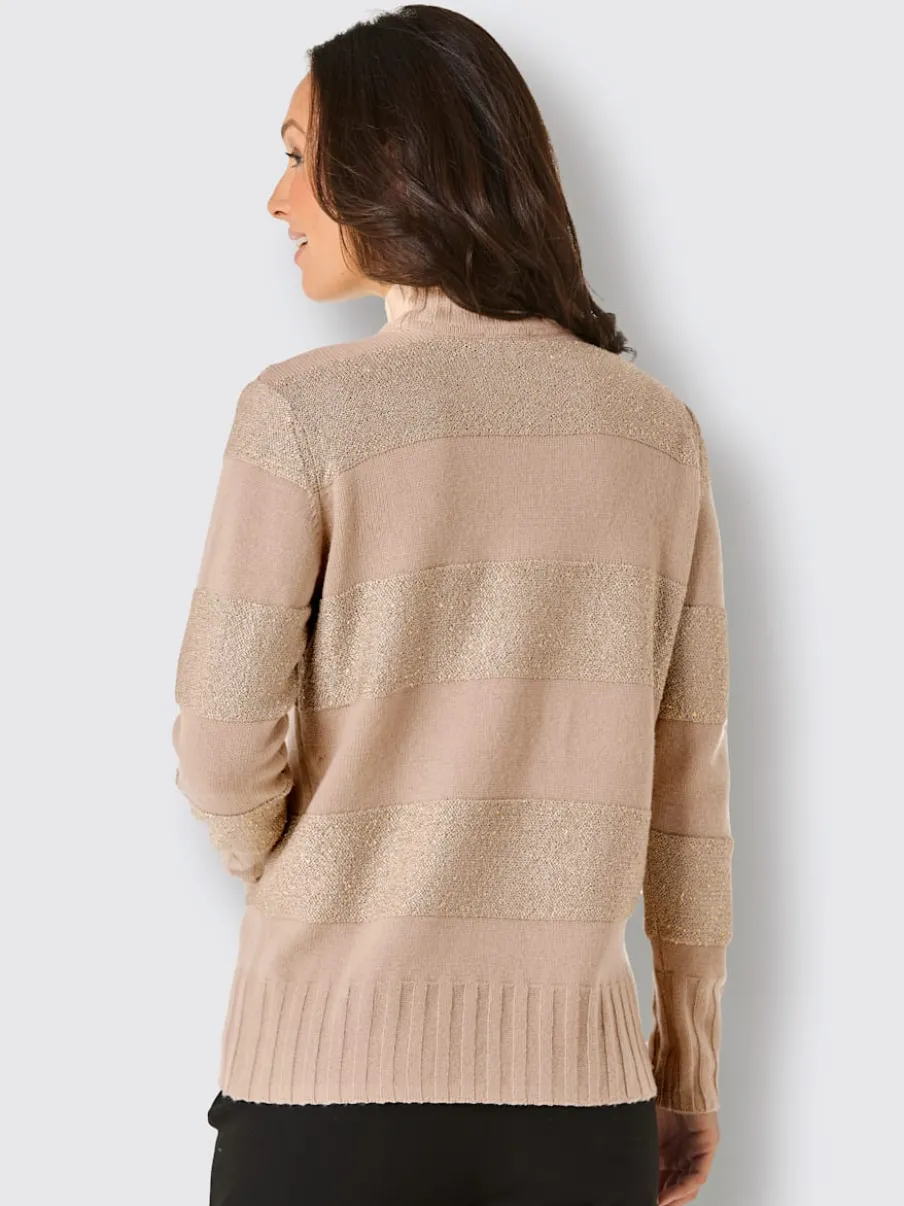 Pull en laine avec col montant et rayures scintillantes