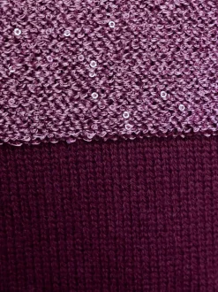 Pull en laine avec col montant et rayures scintillantes