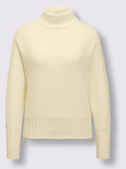 Pull en laine mérinos avec col montant et manches chauve-souris
