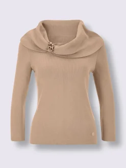 Pull en mélange de soie à encolure Carmen et manches 3/4