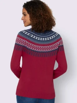 Pull en pur coton motif norvégien col rond manches longues