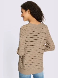 Pull en tricot ajouré avec encolure ronde et manches longues