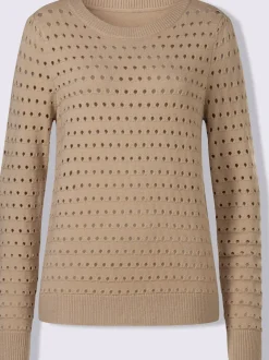 Pull en tricot ajouré avec encolure ronde et manches longues