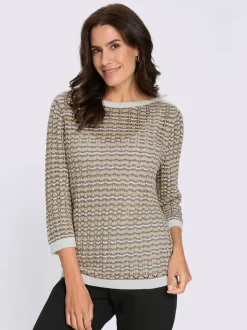 Pull en tricot ajouré manches trois quarts en coton