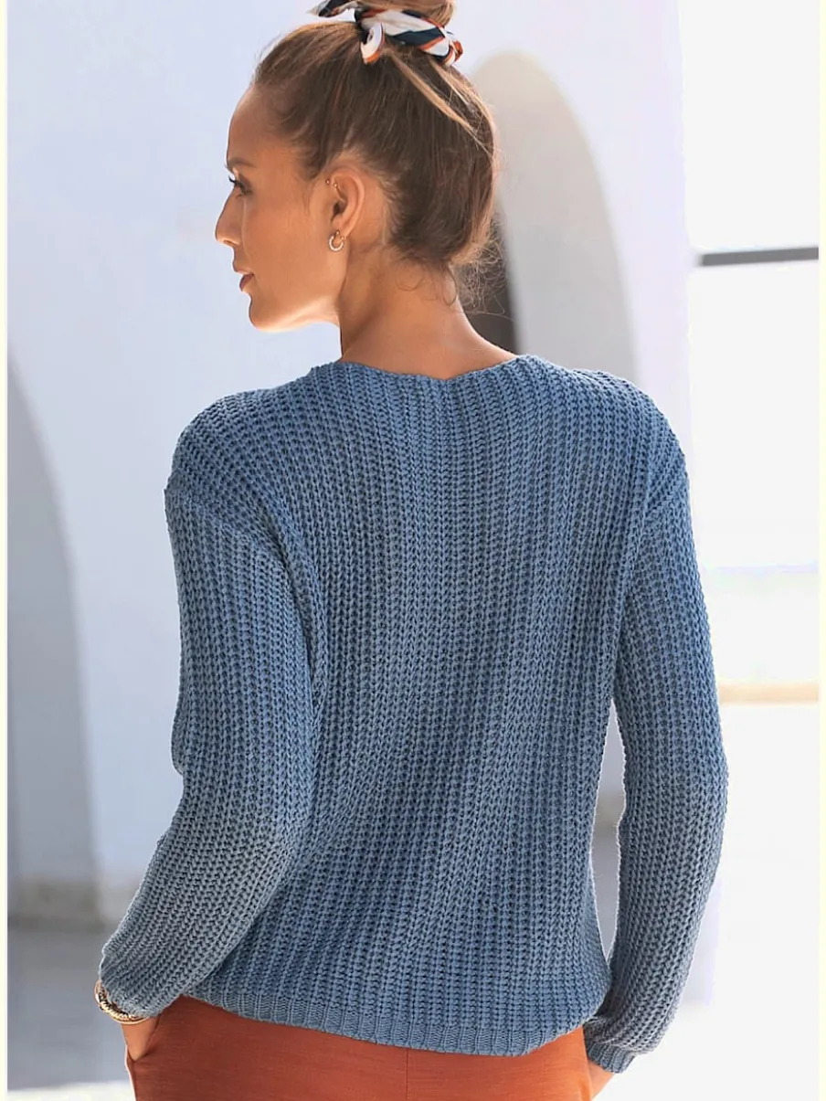 Pull en tricot ample avec col rond et manches longues