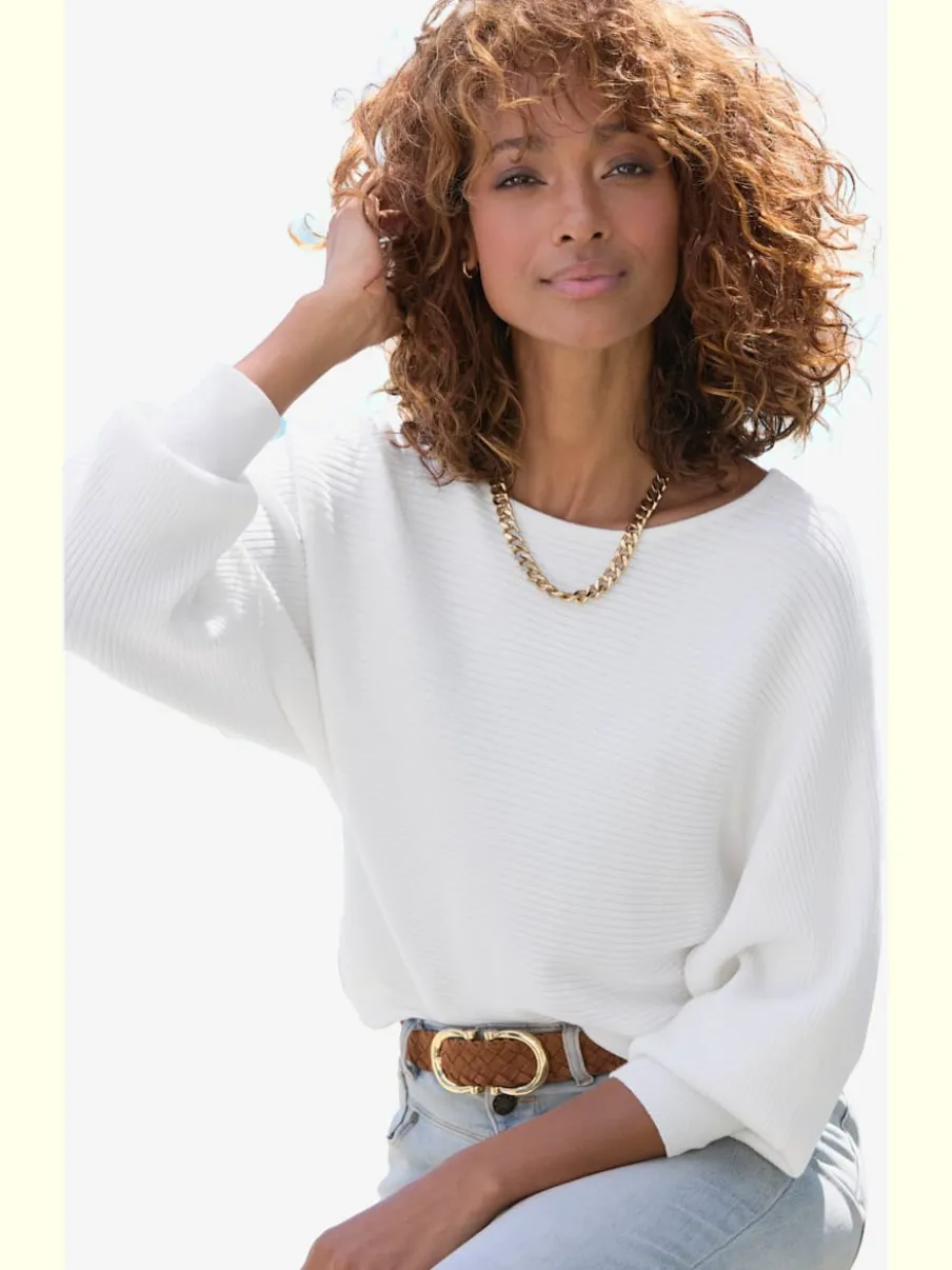 Pull en tricot ample à manches longues avec ourlet droit