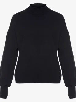 Pull en tricot avec col montant à larges manches et bords-côtes