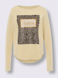 Pull en tricot avec col U et manches longues à imprimé animal