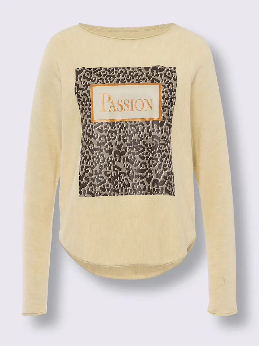 Pull en tricot avec col U et manches longues à imprimé animal
