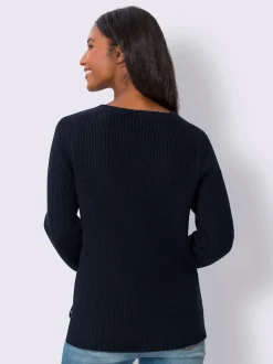 Pull en tricot avec col V et fentes latérales