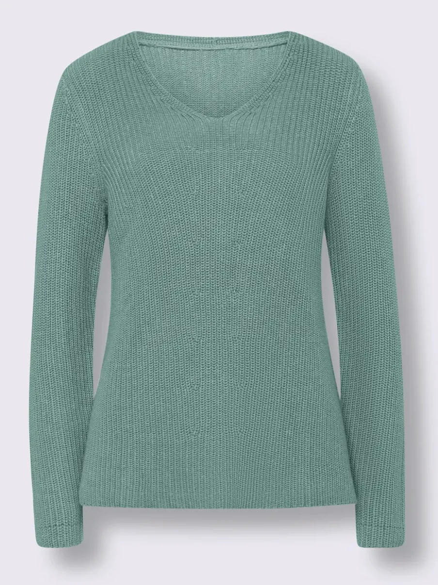 Pull en tricot avec col V et fentes latérales