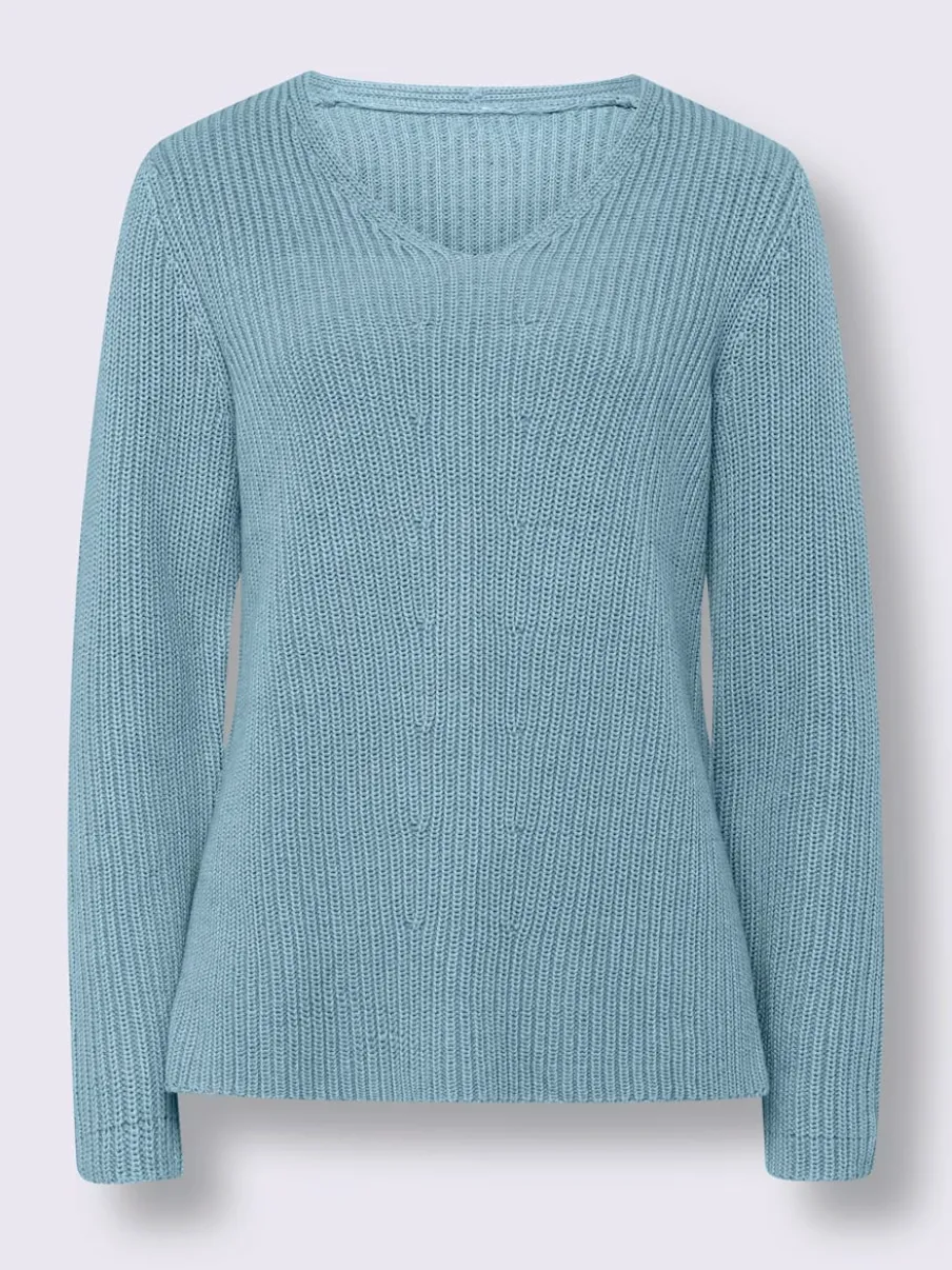 Pull en tricot avec col V et fentes latérales
