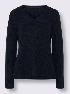 Pull en tricot avec col V et fentes latérales