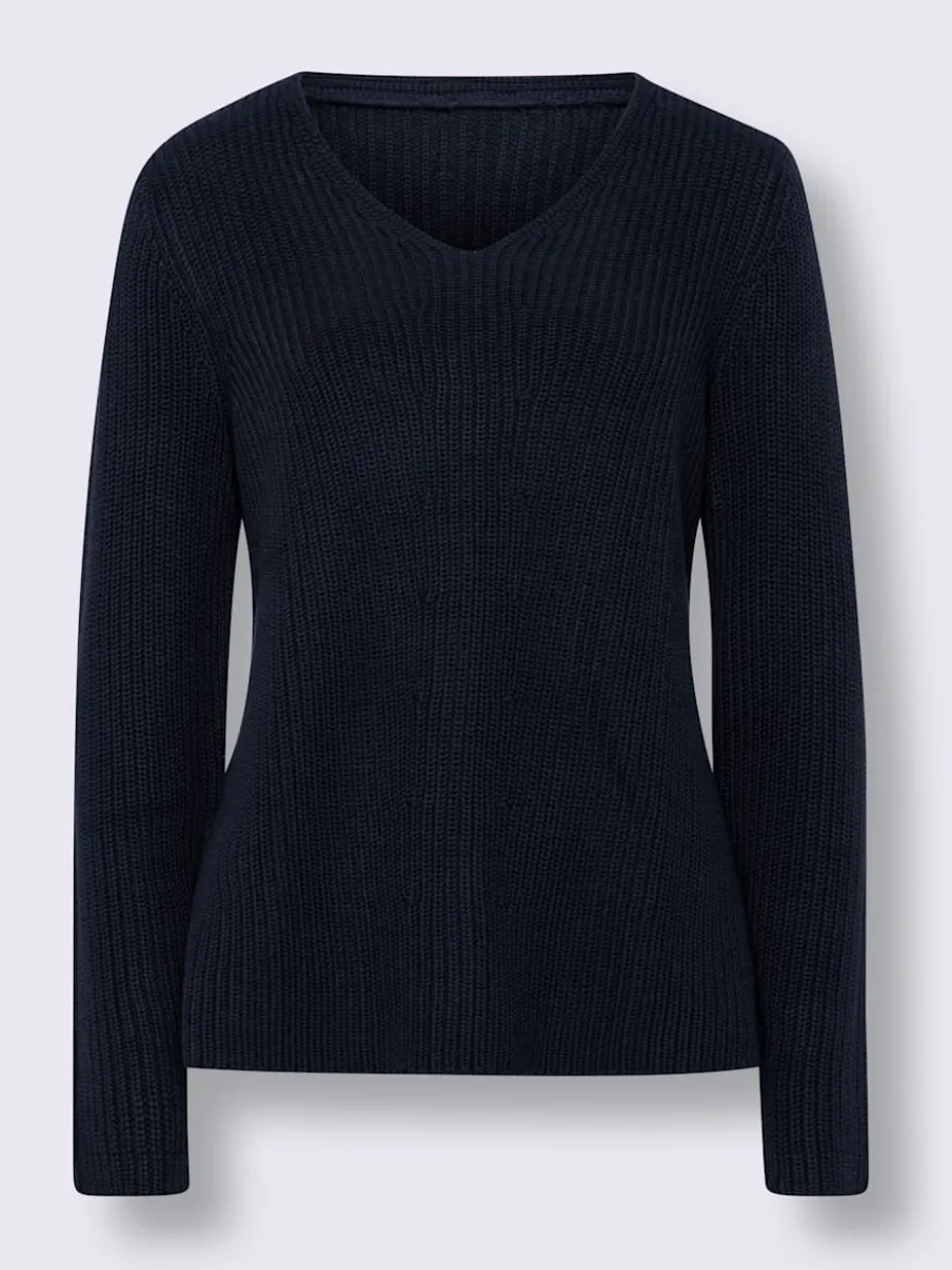 Pull en tricot avec col V et fentes latérales