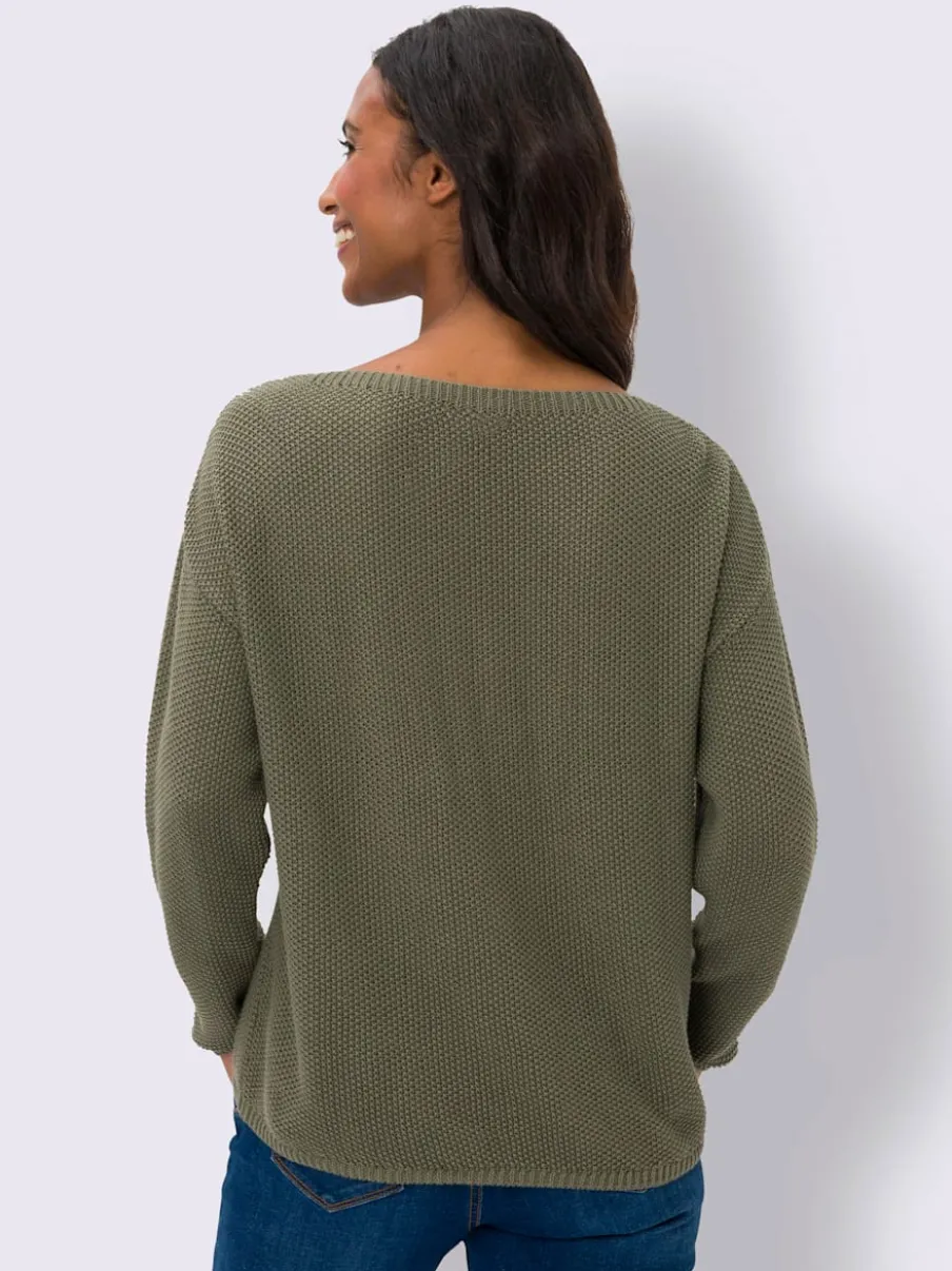 Pull en tricot avec encolure en V et inscriptions