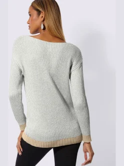 Pull en tricot avec encolure en U et manches longues