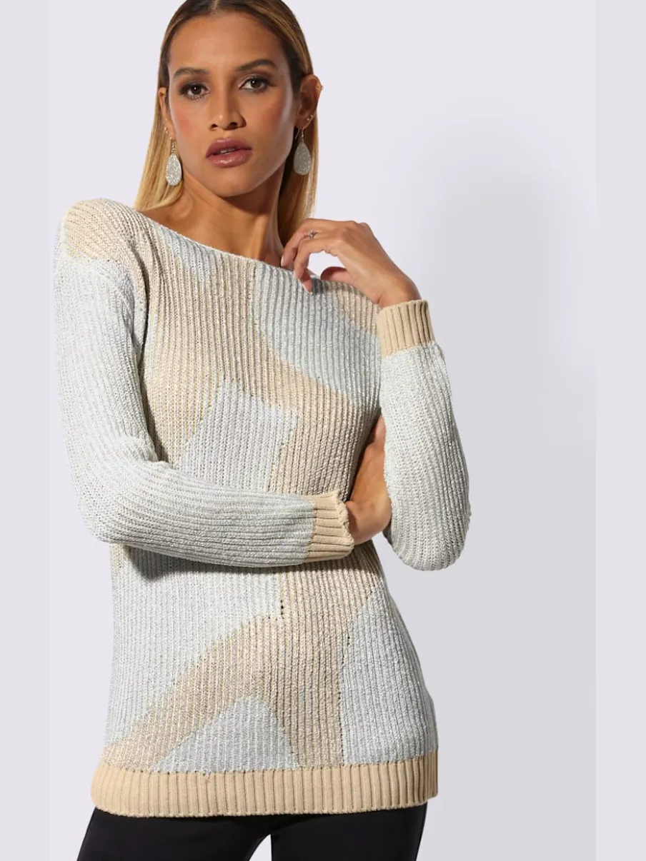 Pull en tricot avec encolure en U et manches longues