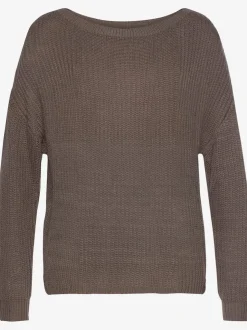 Pull en tricot avec encolure ronde et mancherons