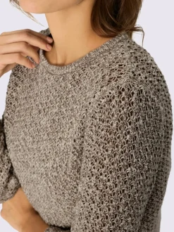Pull en tricot avec manches trois quarts motifs raffinés