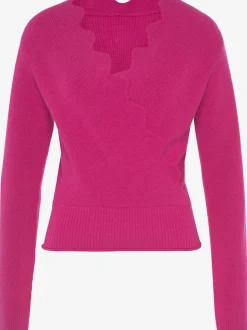 Pull en tricot à bord ondulé avec manches longues et tricot doux